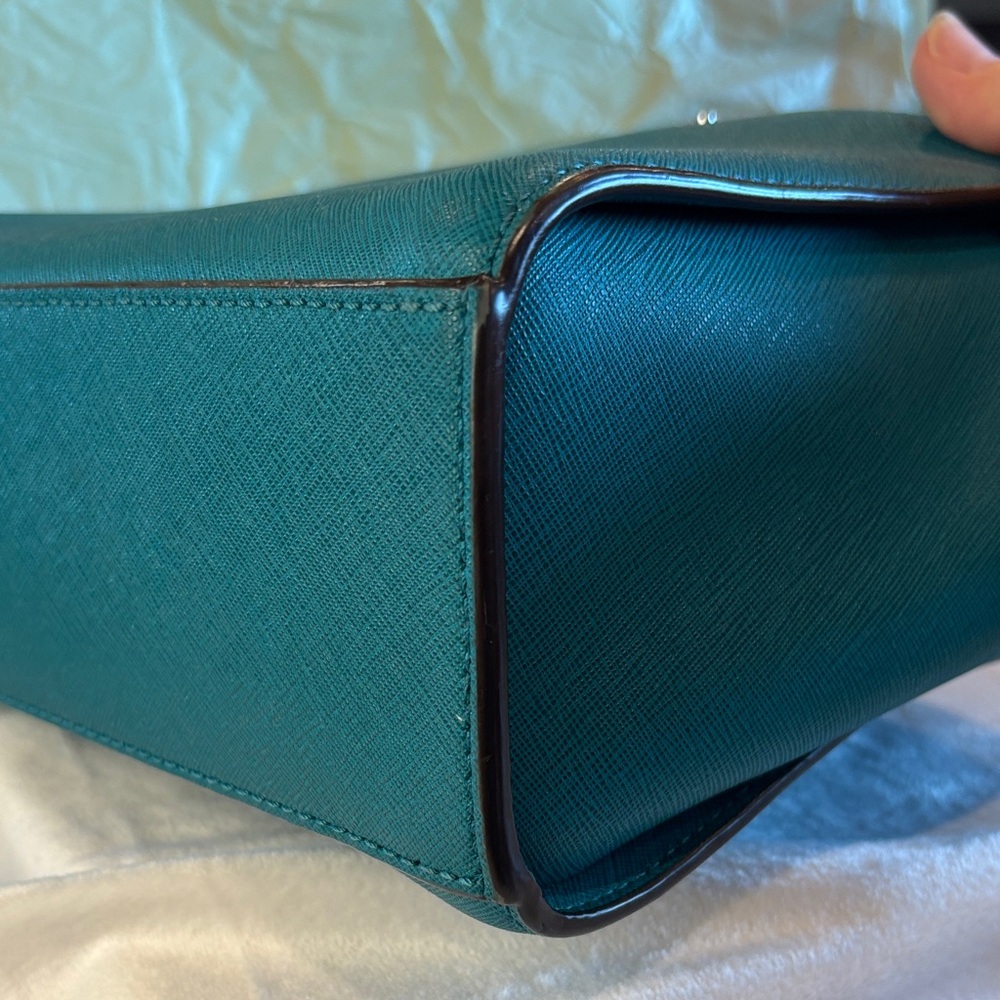 Michael Kors Teal Saffiano Leather Selma Med. Crossbody Bag. 30T3SLMM2L ID nu - Picture 13 of 17